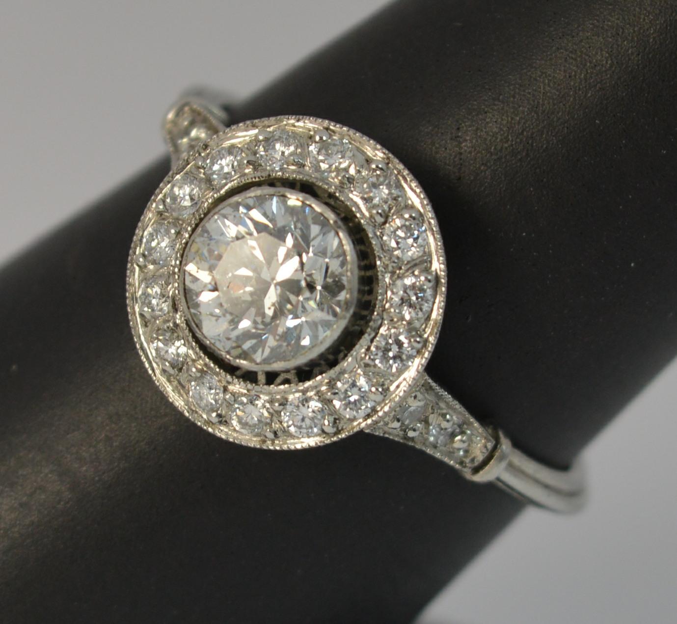 Edwardian 1.30 Carat Old Cut Diamond and Platinum Halo Engagement Ring 10