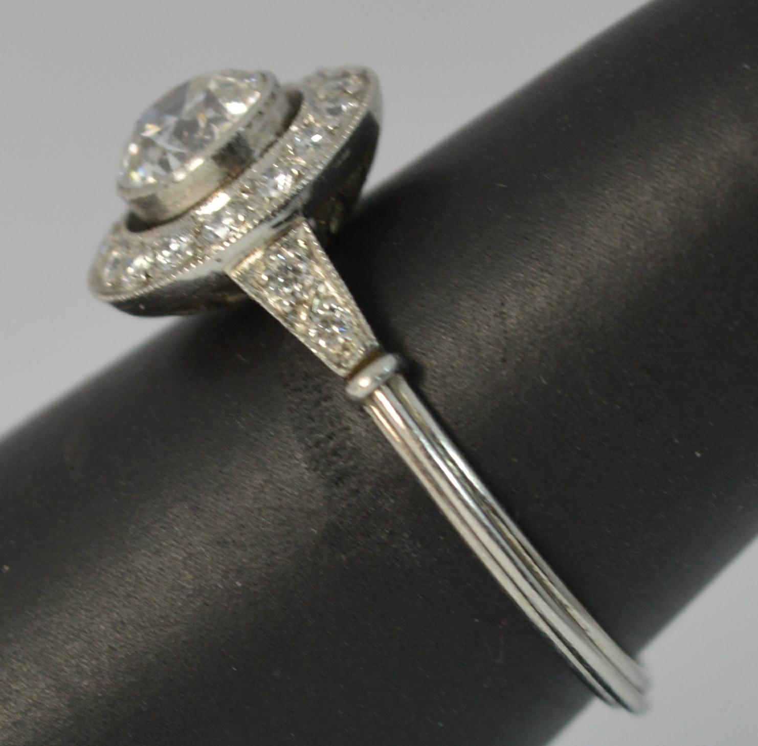 Edwardian 1.30 Carat Old Cut Diamond and Platinum Halo Engagement Ring 12