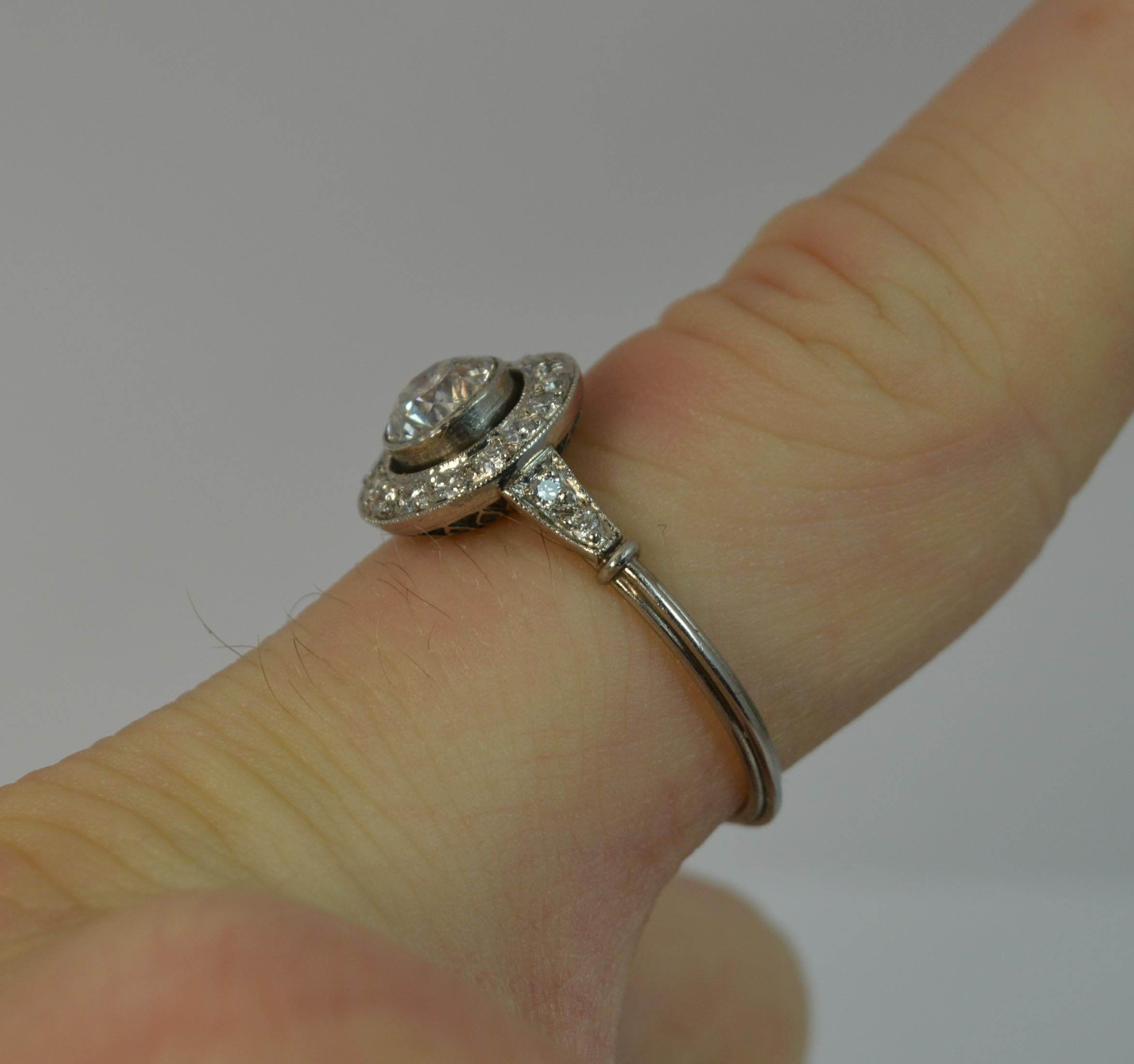 Women's Edwardian 1.30 Carat Old Cut Diamond and Platinum Halo Engagement Ring