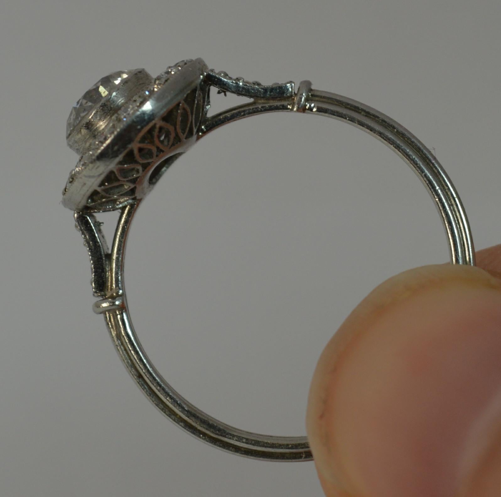 Edwardian 1.30 Carat Old Cut Diamond and Platinum Halo Engagement Ring 1