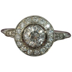 Edwardian 1.30 Carat Old Cut Diamond and Platinum Halo Engagement Ring