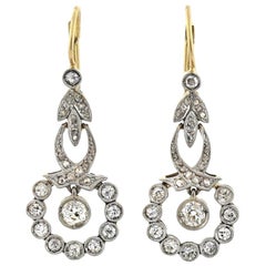 Edwardian 1.30 Total Carat Diamond Filigree Earrings