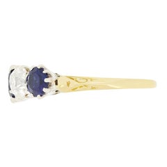 Edwardian 1.30ct Sapphire and Diamond Five Stone Ring, c.1910s