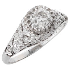 Bague de fiançailles édouardienne en platine avec diamant taille vieille mine certifié GIA de 1,31 carat