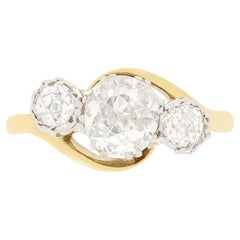 Edwardian 1.35ct Diamond Three Stone Twist Ring, c.1910s