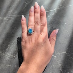 Edwardian 1.36 CTW Diamond Black Opal Platinum 14K Gold Antique Halo Ring