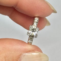 Edwardian 14 Karat Weißgold und Diamant Solitär Ring