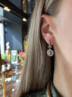 Edwardian 14 Karat Gold 0.23 Carat Old Cut Diamond Openwork Lever-Back Earrings