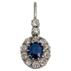 Edwardian 14 Karat Gold 0.40 Carat Sapphire Diamond Pendant Necklace