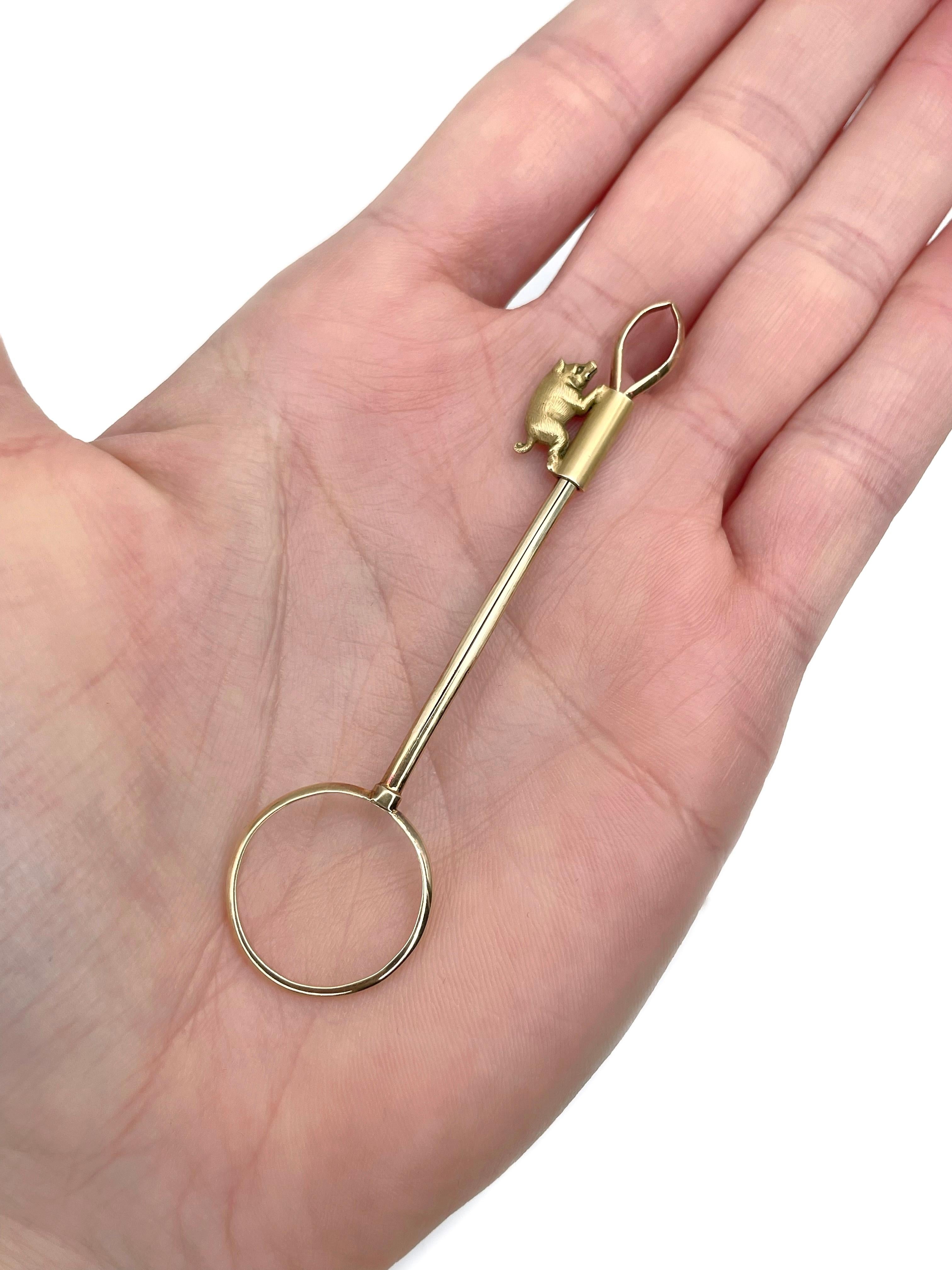 Women's or Men's Edwardian 14 Karat Gold Wild Boar Adjustable Cigarette Holder Ring