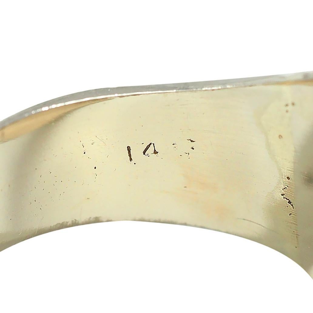 Anello Edwardiano in oro bianco 14 carati con incisione a volpe unisex in vendita 2