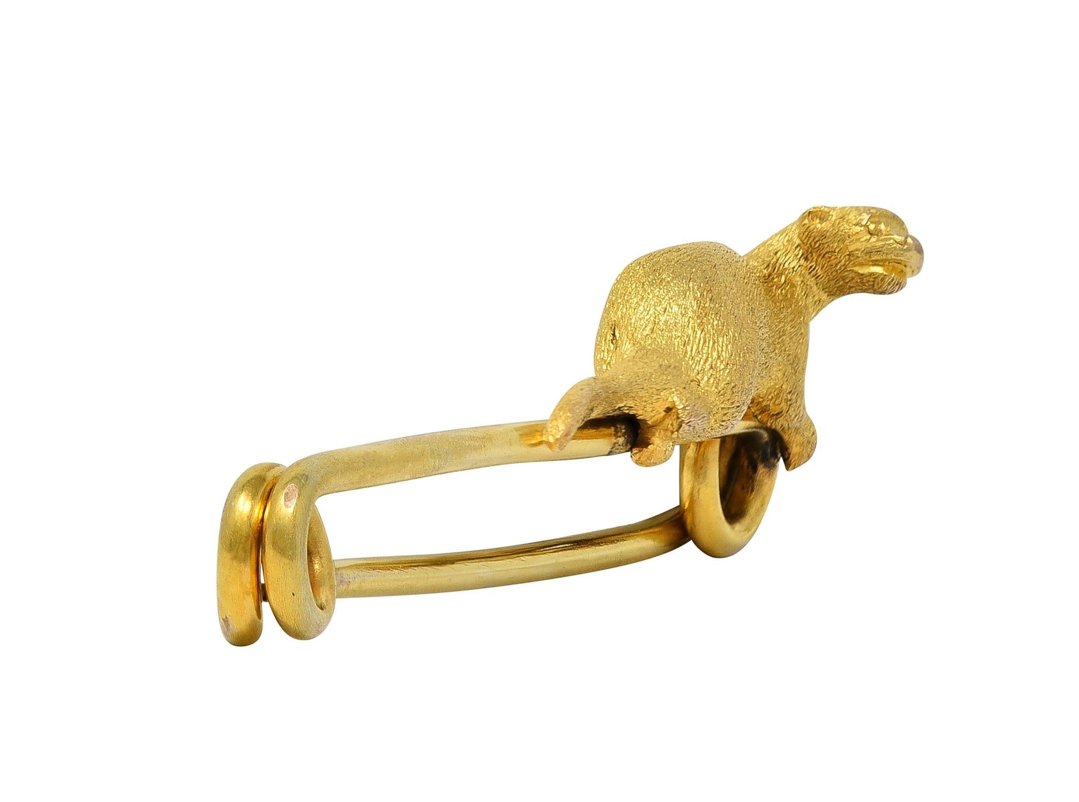 Broche Eduardiano de Oro Amarillo de 14 Kilates Antiguo con Barra de Nutria Unisex en venta 2