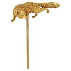 Edwardian 14 Karat Yellow Gold Fox Antique Animal Stickpin