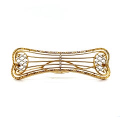 Edwardian 14 Karat Yellow Gold Seed Pearl Barrette