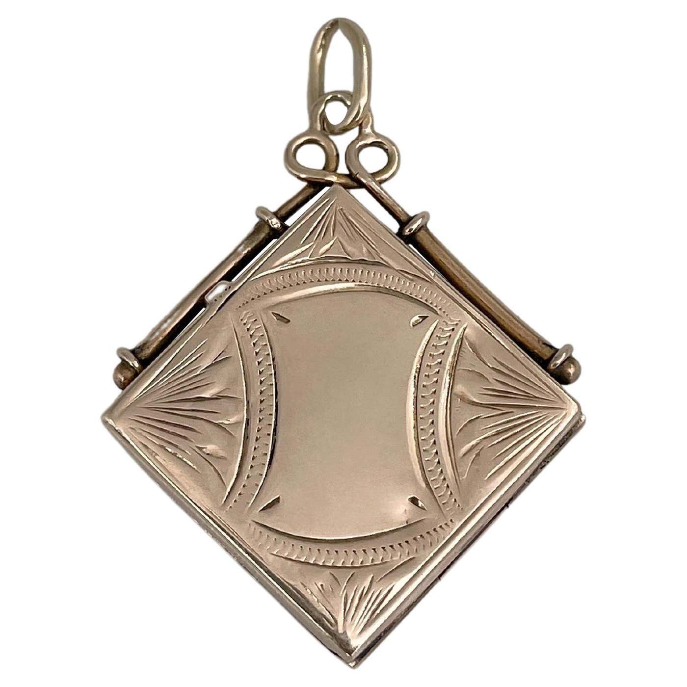 Edwardian 14 Karat Gold Square Shape Locket Pendant For Sale at 1stDibs ...