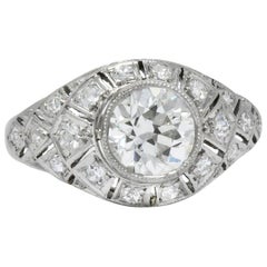 Antique Edwardian 1.40 Carat European Diamond Platinum Engagement Ring GIA, circa 1910