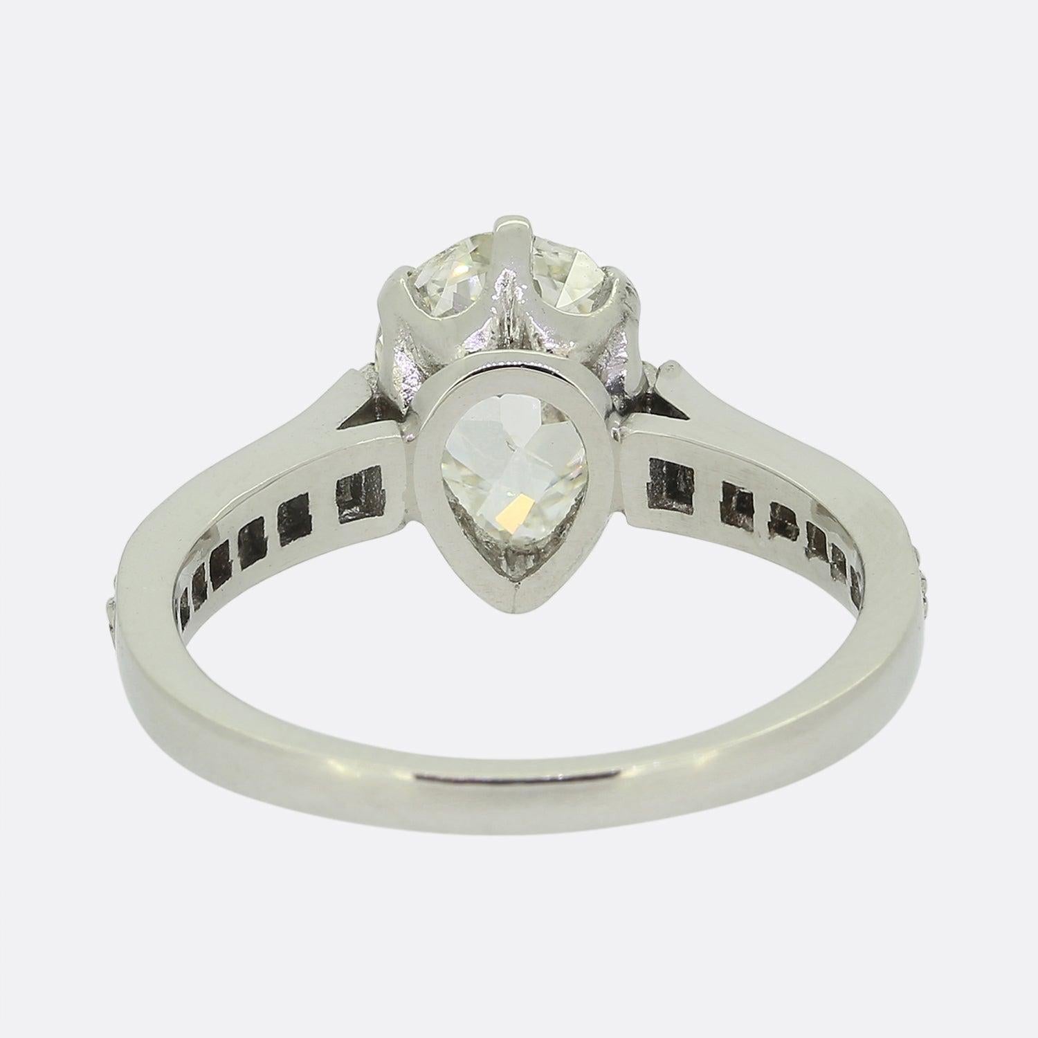 Women's Edwardian 1.40 Carat Pear Cut Diamond Ring For Sale