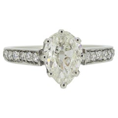 Bague édouardienne de 1,40 carat de diamant taillé en poire