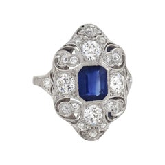 sapphire filigree ring Vintage Edwardian 1.40 Carat Sapphire and Diamond Filigree Ring