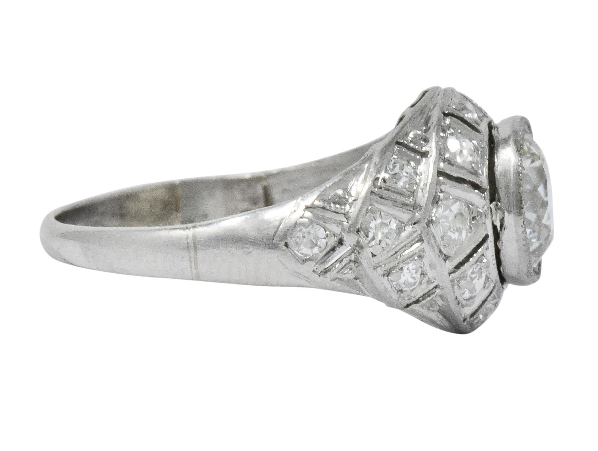 Old European Cut Edwardian 1.40 Carat European Diamond Platinum Engagement Ring GIA, circa 1910