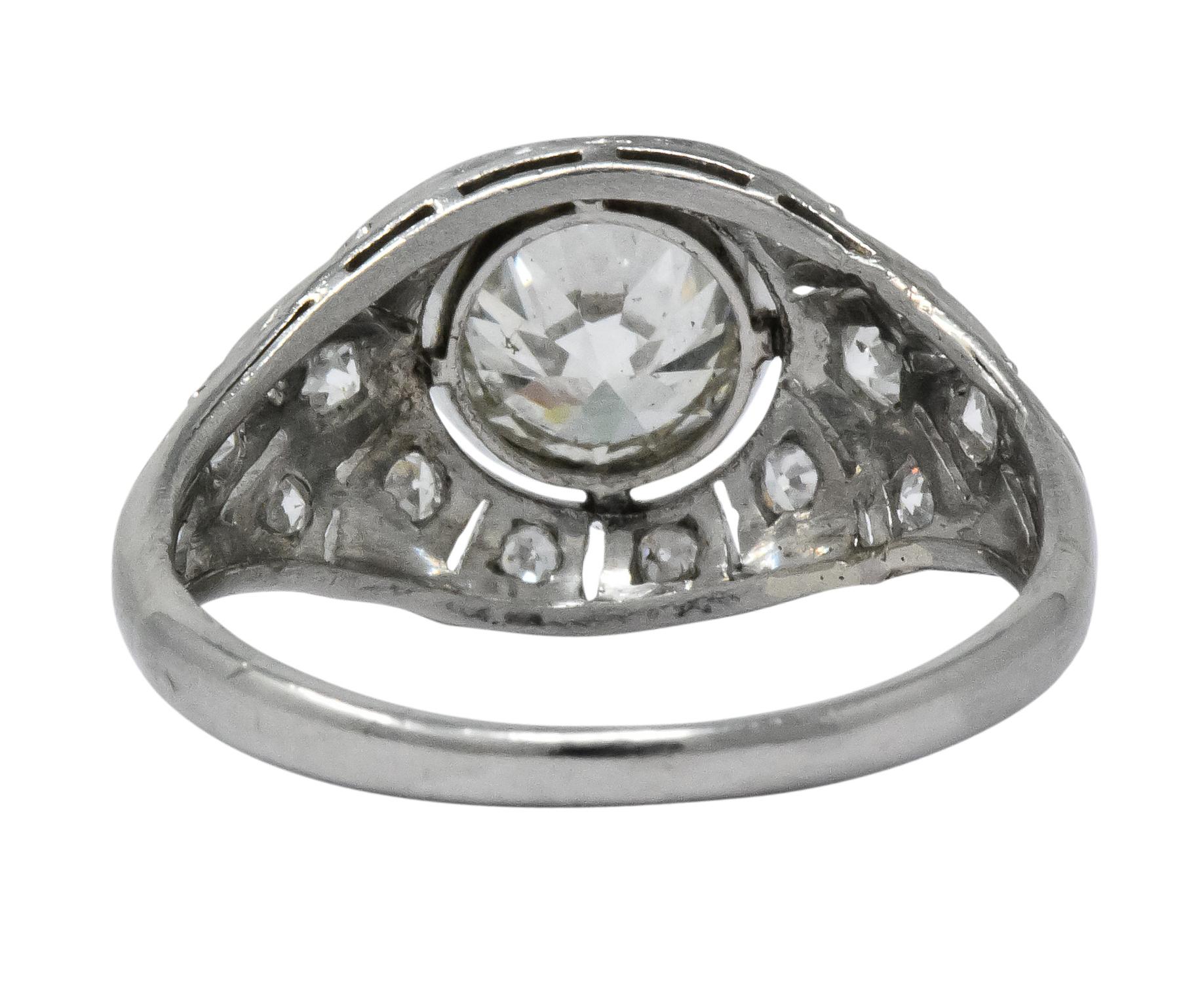 Edwardian 1.40 Carat European Diamond Platinum Engagement Ring GIA, circa 1910 In Excellent Condition In Philadelphia, PA
