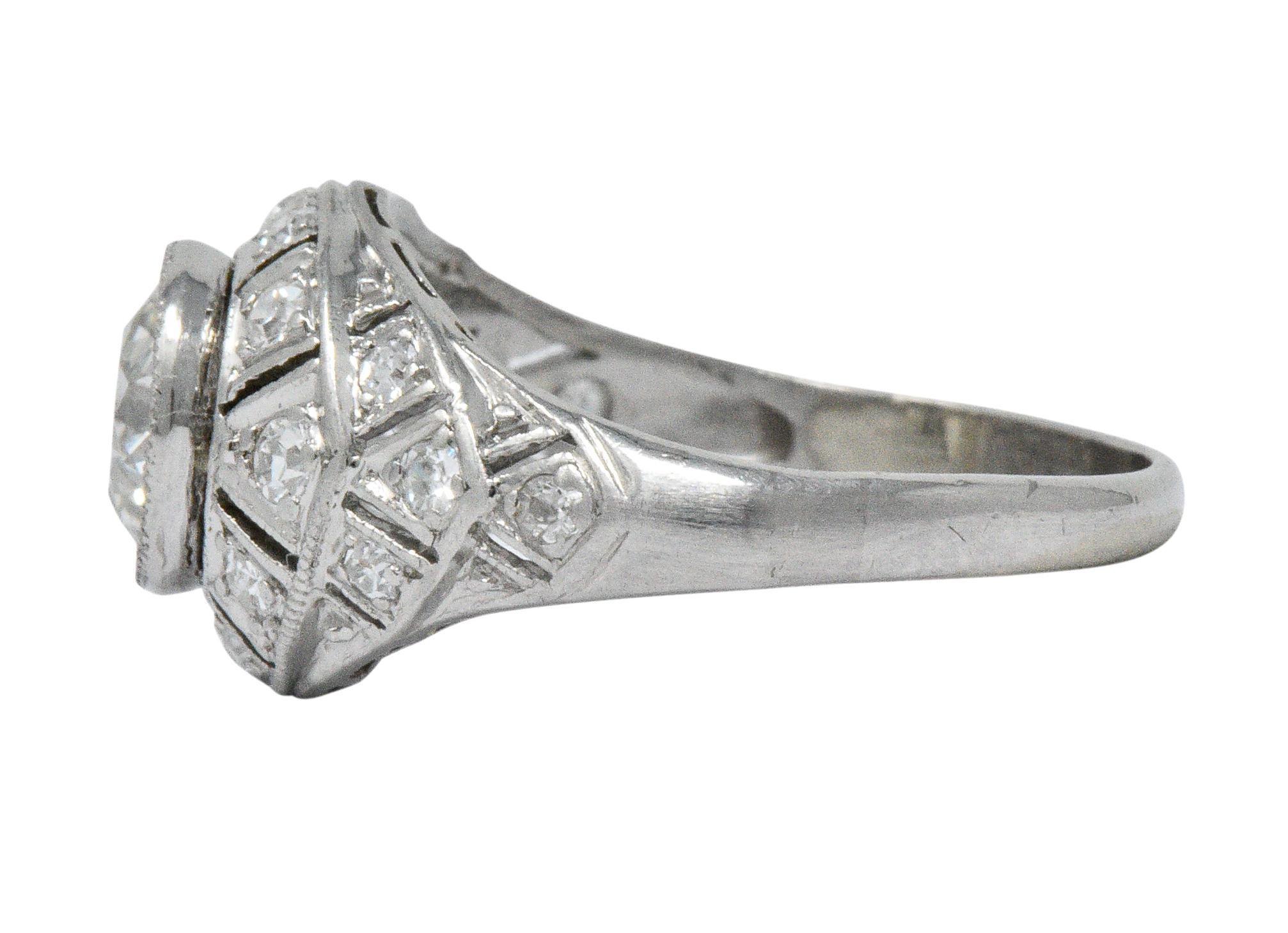 Women's or Men's Edwardian 1.40 Carat European Diamond Platinum Engagement Ring GIA, circa 1910