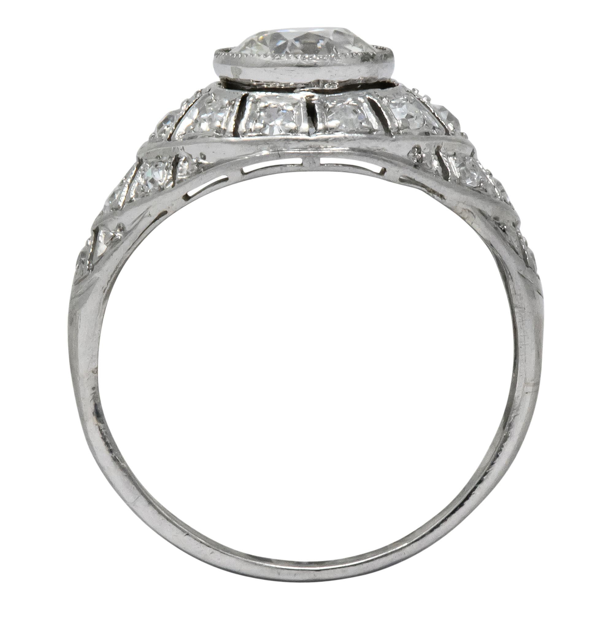 Edwardian 1.40 Carat European Diamond Platinum Engagement Ring GIA, circa 1910 2