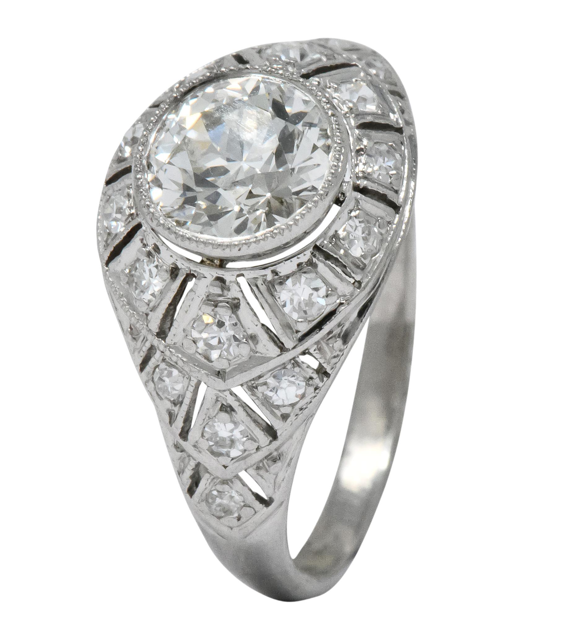 Edwardian 1.40 Carat European Diamond Platinum Engagement Ring GIA, circa 1910 3