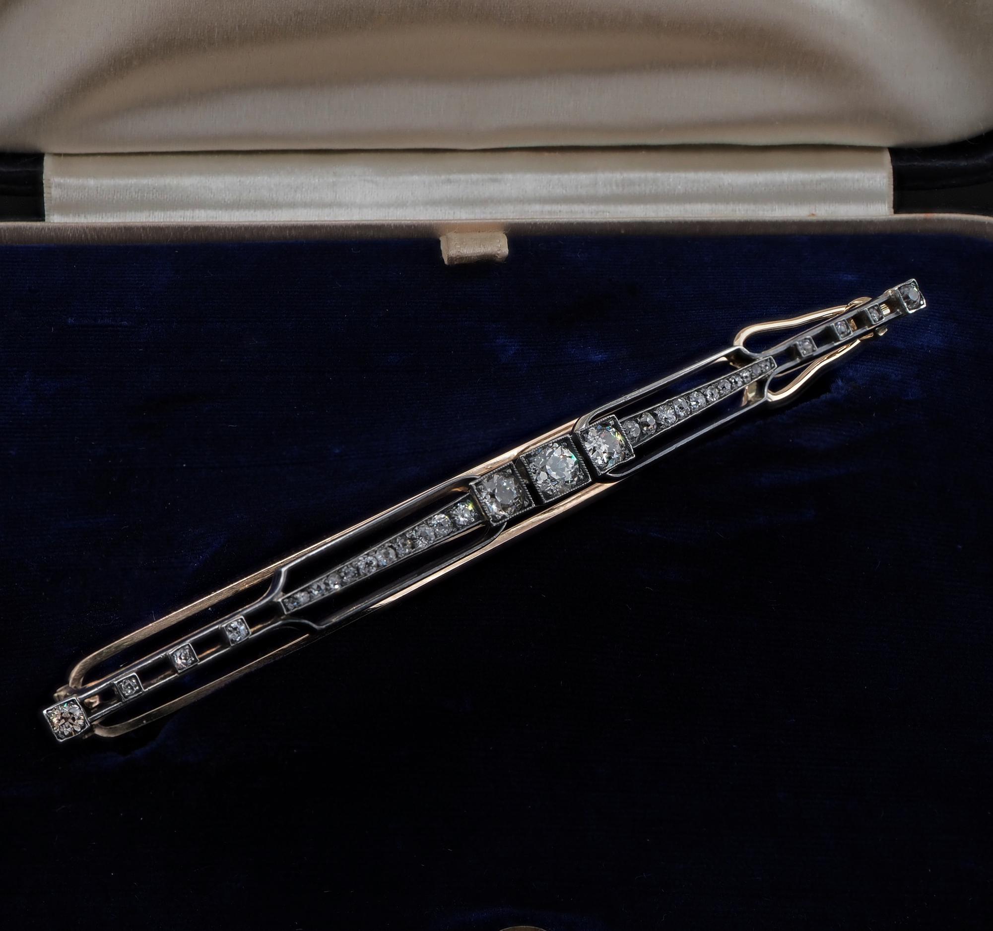 Edwardian 1.40 Ct Diamond Barrette Hair Clip 18 KT In Good Condition For Sale In Napoli, IT