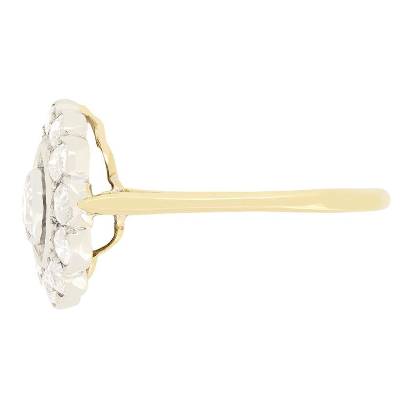 Edwardianischer 1,40ct Diamant Halo Cluster Ring, um 1910 im Zustand „Gut“ im Angebot in London, GB
