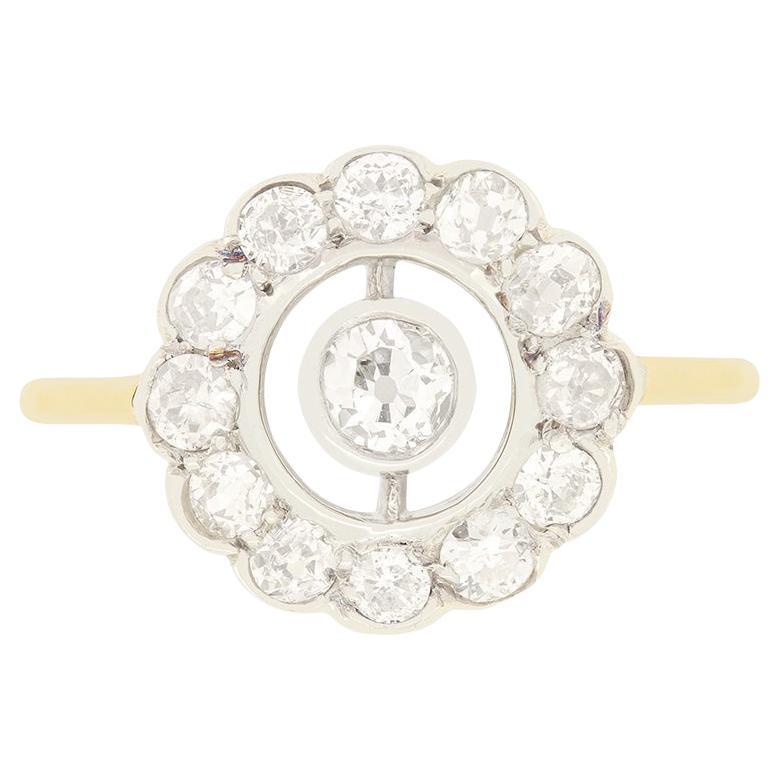Edwardian 1.40ct Diamond Halo Cluster Ring, c.1910s