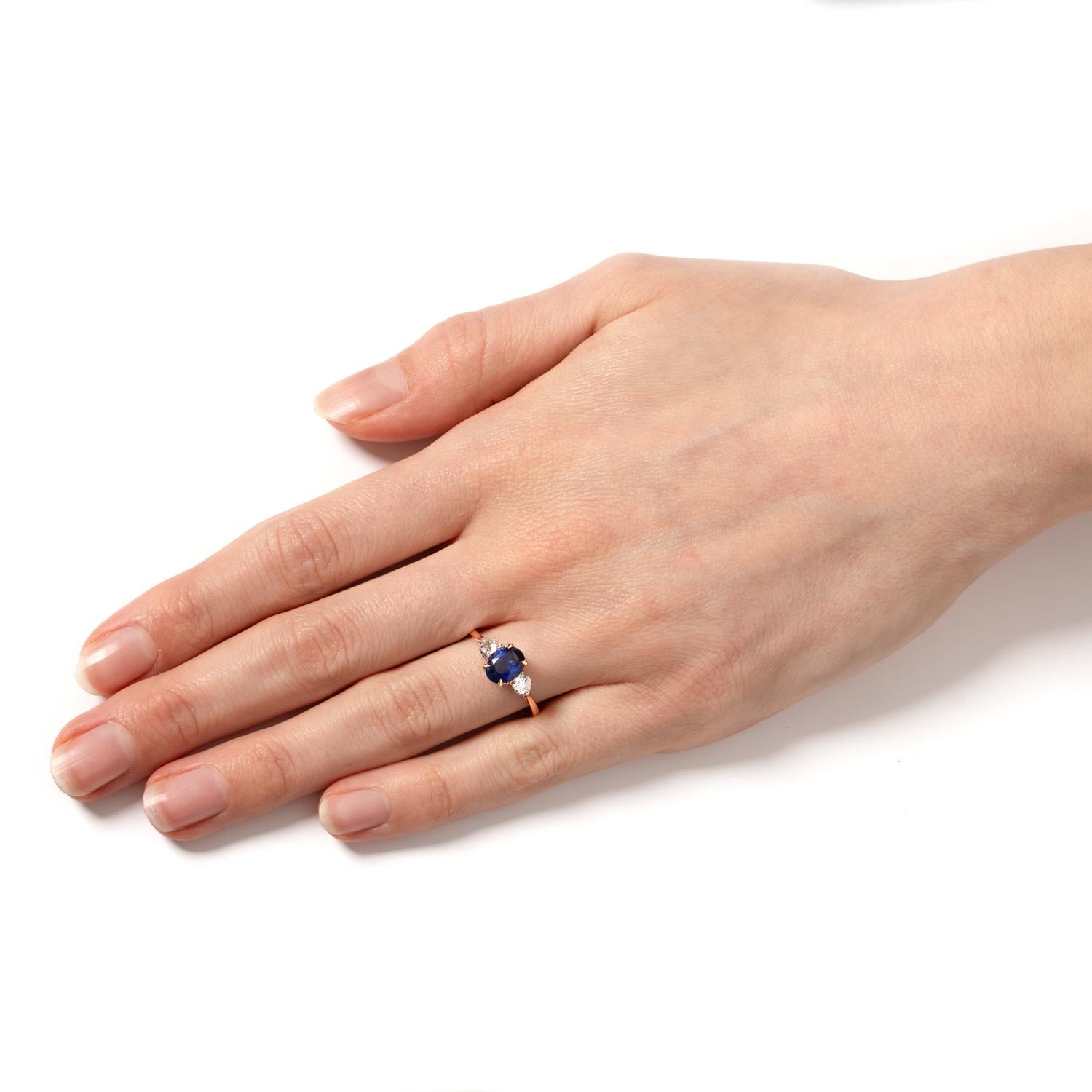 Women's Edwardian 1.40ct Sapphire and Diamond Trilogy Ring, c.1910s