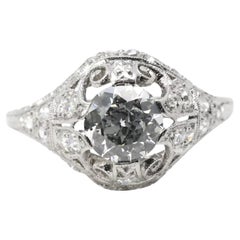 Verlobungsring aus Platin mit 1,41 Karat Diamant im edwardianischen Stil