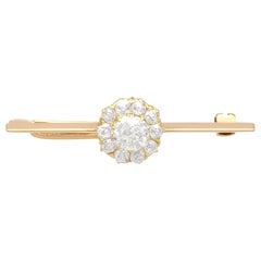 Edwardian 1.44 Carat Diamond Bar Brooch in Rose Gold