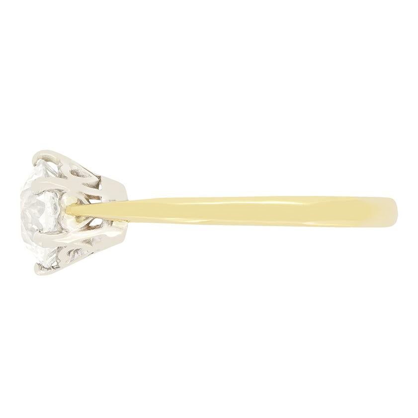 Édouardien Bague solitaire en diamant de 1,44 ct de style édouardien, C.C.C. en vente