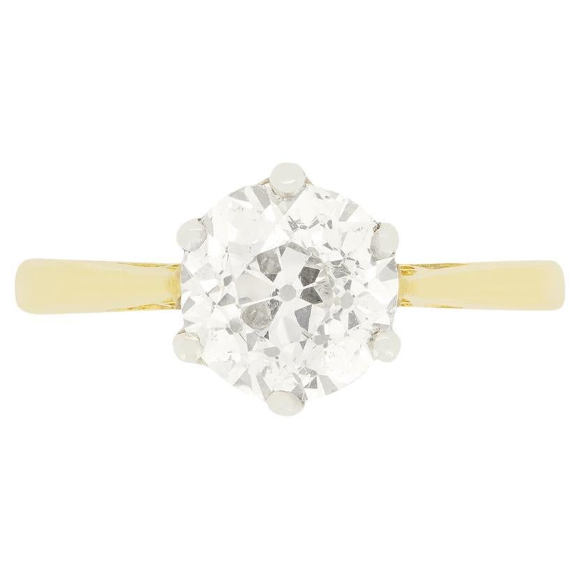 Bague solitaire en diamant de 1,44 ct de style édouardien, C.C.C. en vente
