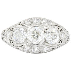 Edwardian 1.45 Carat Diamond Platinum Three-Stone Ring