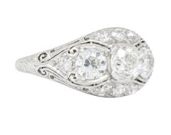 Edwardian 1.45 Carat Diamond Platinum Three-Stone Ring