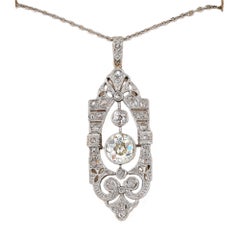 Edwardian 1.45 Ct Diamond Plus Platinum Rare Pendant