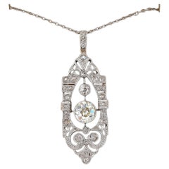 Edwardian 1.45 Ct Diamond Plus Platinum Rare Pendant