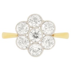 Edwardian 1.45ct Diamond Daisy Cluster Ring, c.1910s