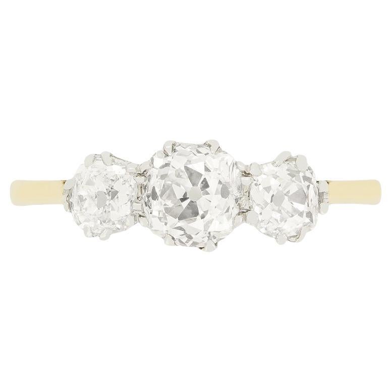 Edwardianischer 1,45ct Diamond Three Stone Ring, um 1910 im Angebot