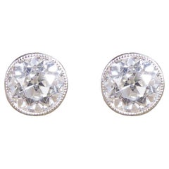 Edwardian 1.45ct Old Cut Diamond Collar Set Stud Earrings in Platinum