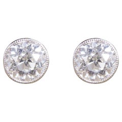 Antique Edwardian 1.45ct Old Cut Diamond Collar Set Stud Earrings in Platinum