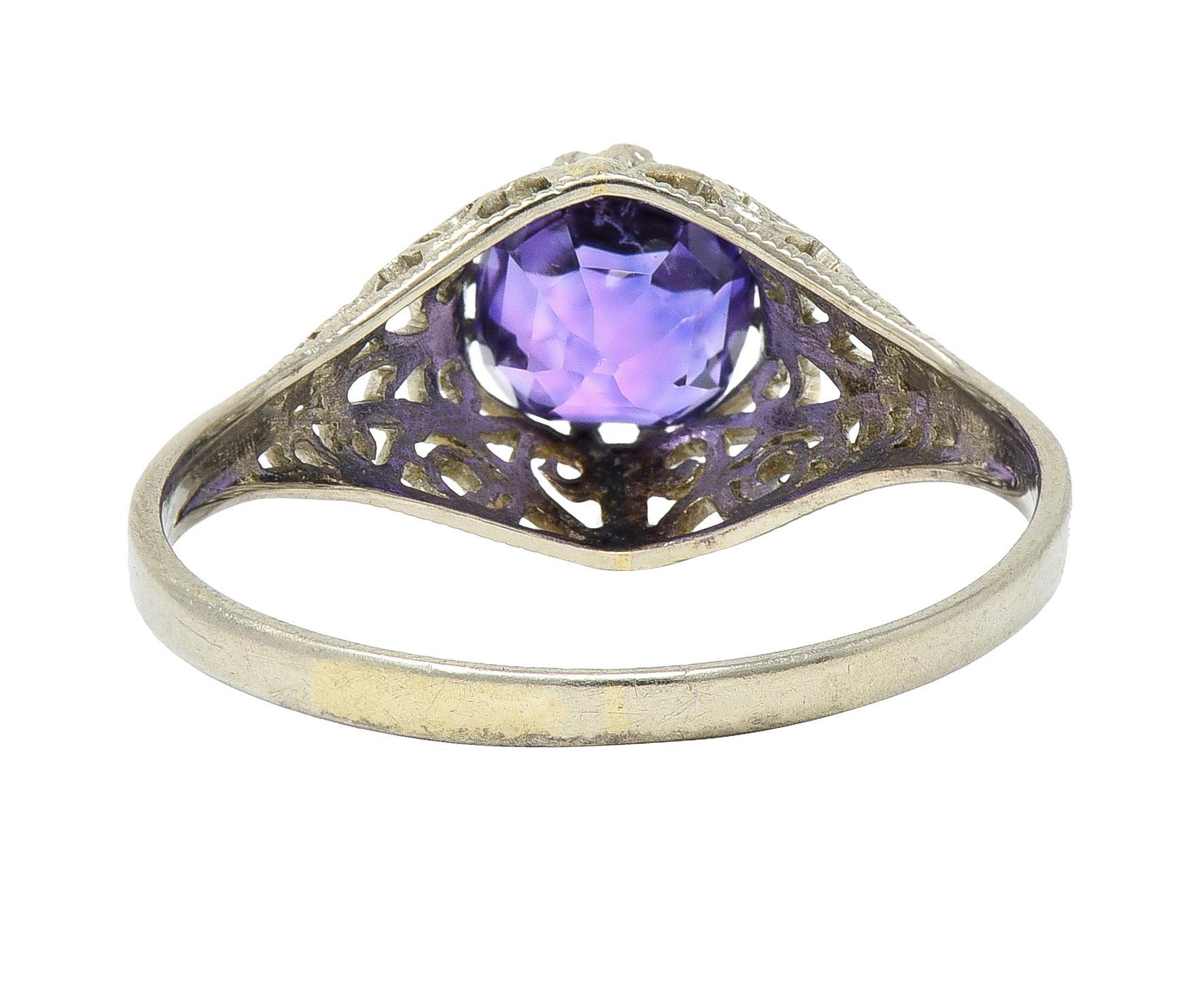 Women's or Men's Edwardian 1.48 CTW No Heat Ceylon Purple Sapphire 14 Karat Gold Antique Ring GIA