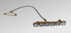 Edwardian 14ct Gold & Aquamarine Bar Brooch