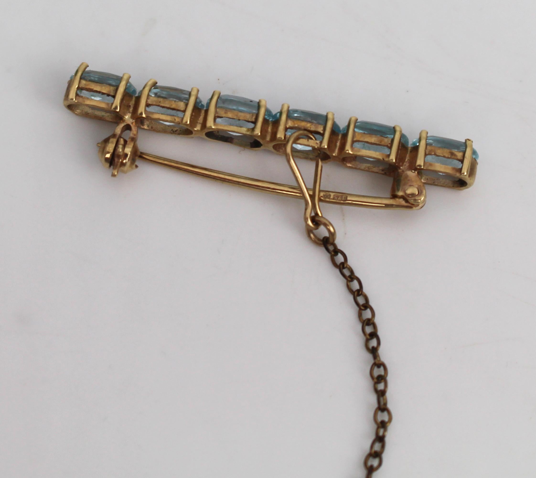 Européen Broche édouardienne en or 14ct et aigue-marine en vente