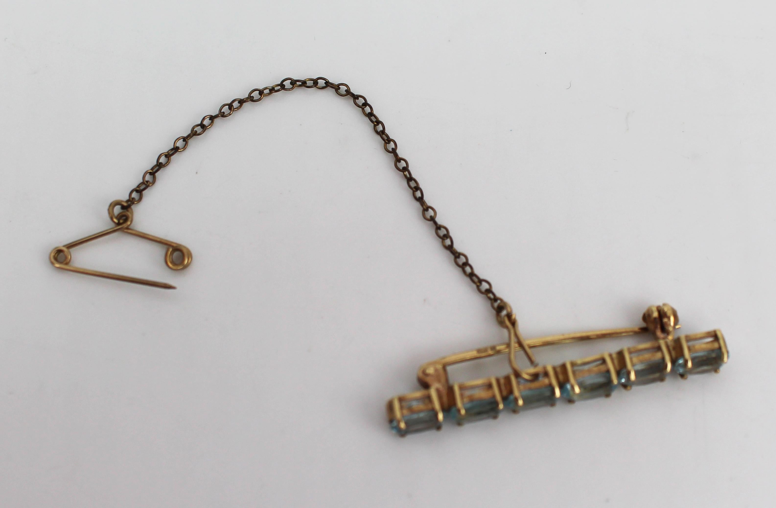 Broche édouardienne en or 14ct et aigue-marine Bon état - En vente à Worcester, GB