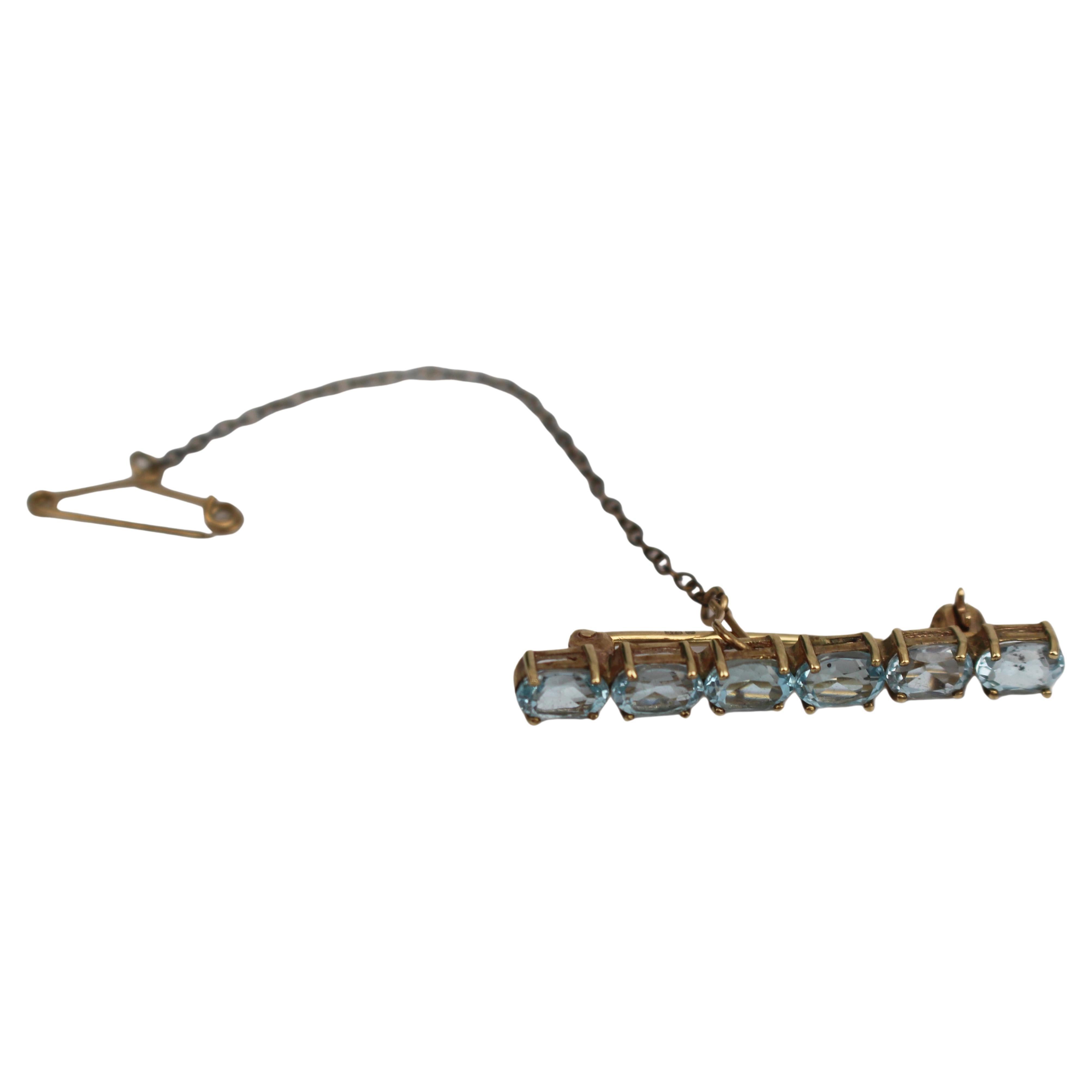 Broche édouardienne en or 14ct et aigue-marine en vente