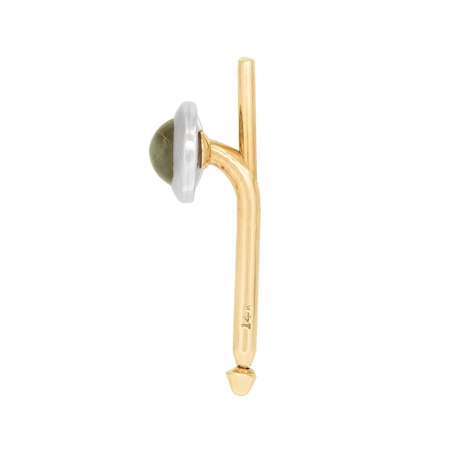 Ensemble de boutons de manchette 5 pièces en chrysobéryl 14k et platine de l'époque édouardienne Pour hommes en vente